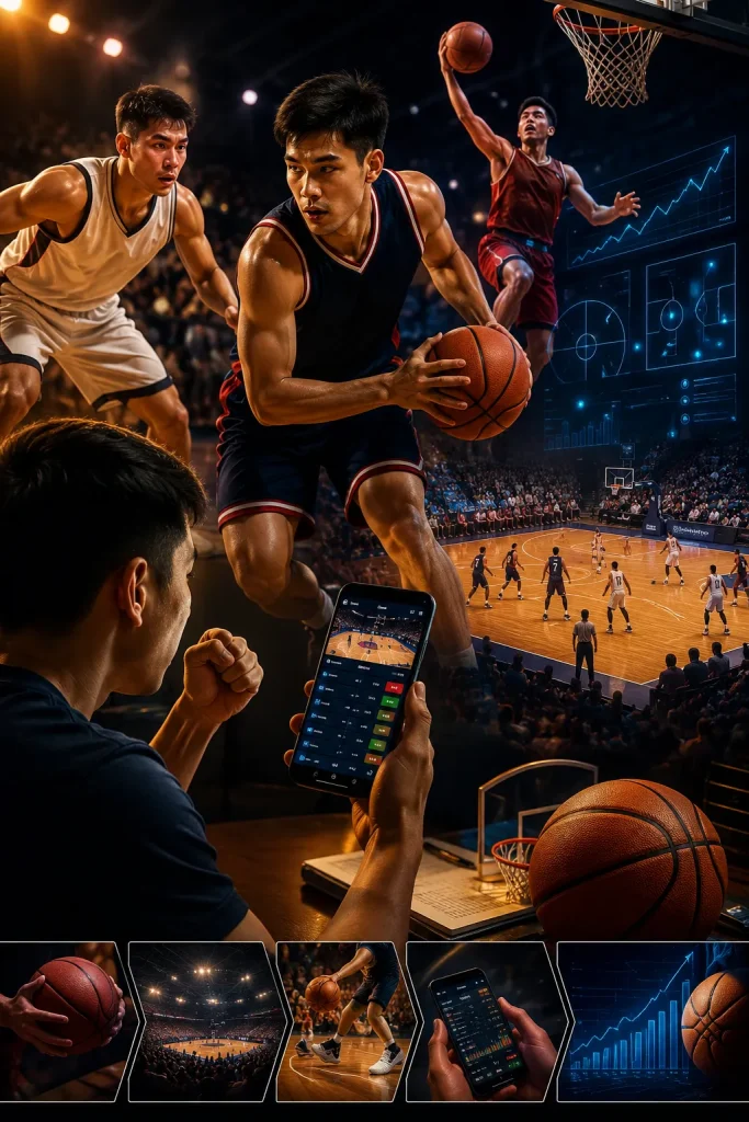 Basketball game and betting in action