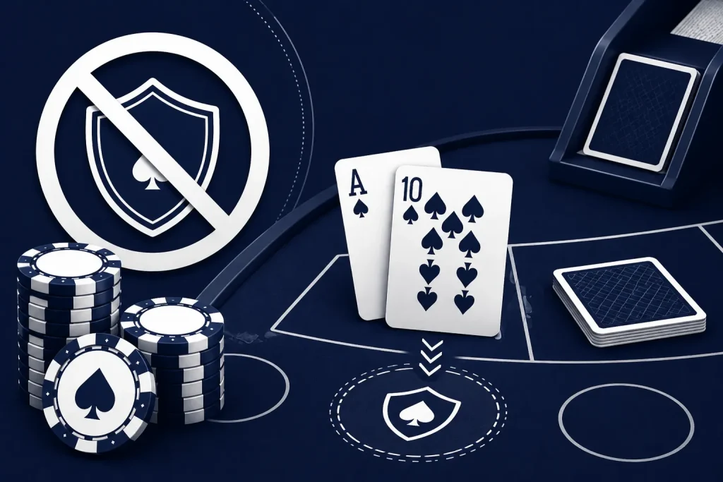 Blackjack table no insurance warning