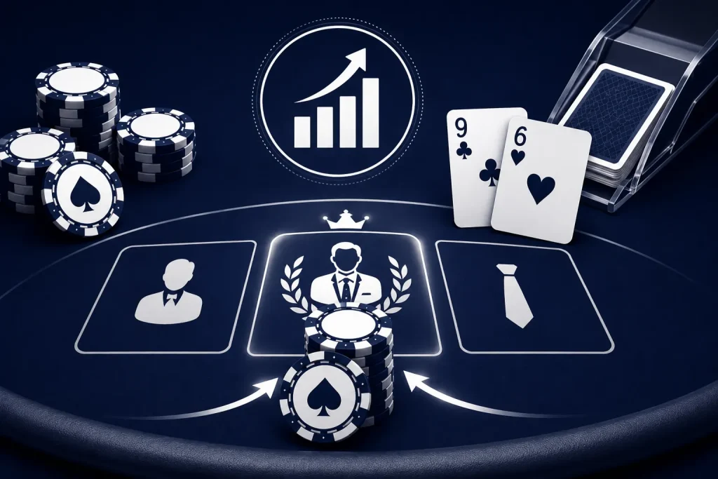 Casino baccarat layout with stylized icons