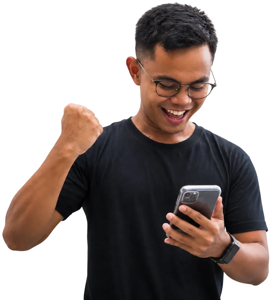 Celebrating success with a smartphone