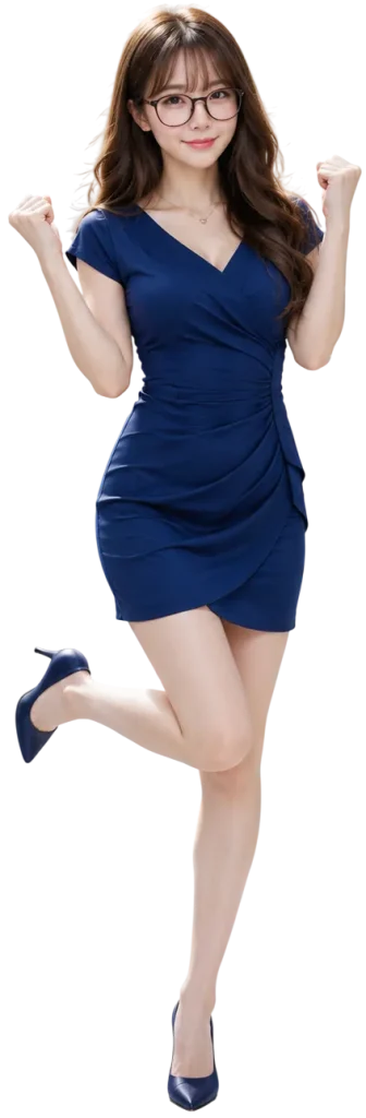 Celebratory pose in a modern studio