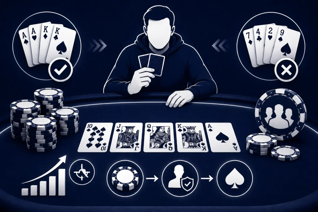 Poker strategy in high-contrast style