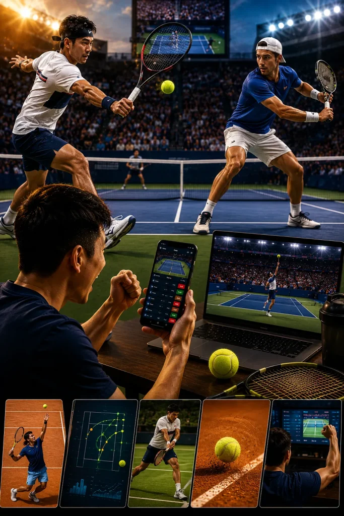 Tennis match and live betting excitement