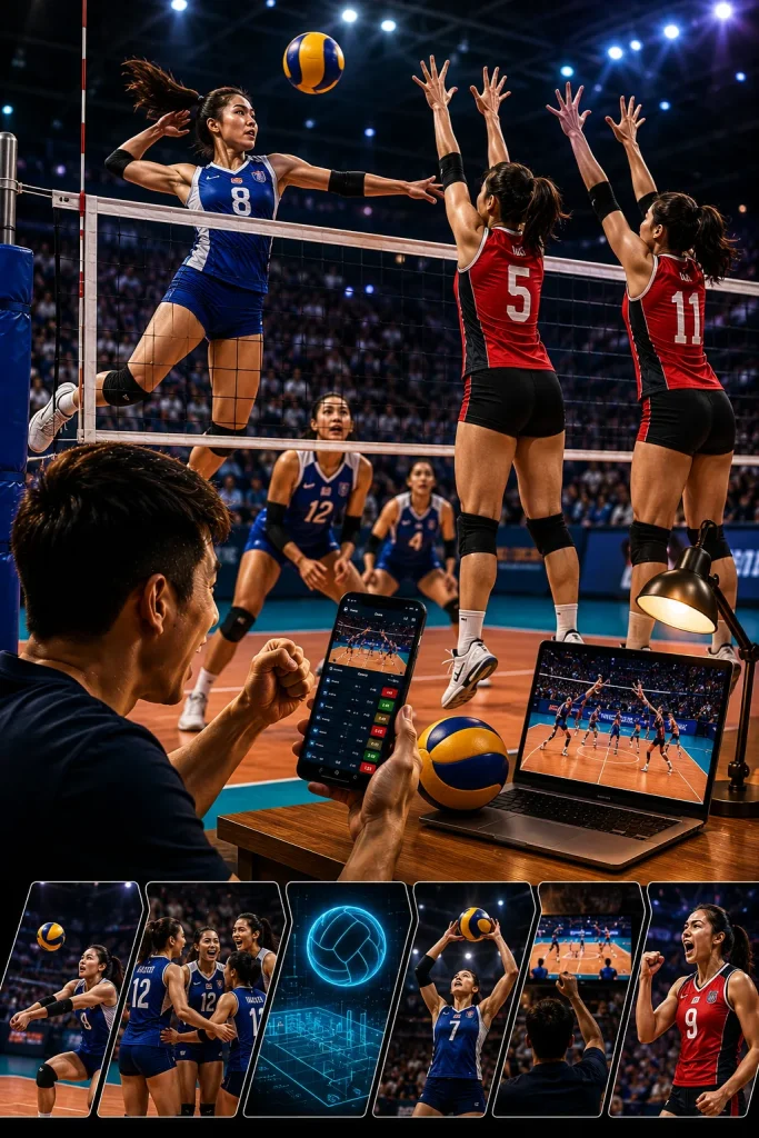 Volleyball action and live betting excitement